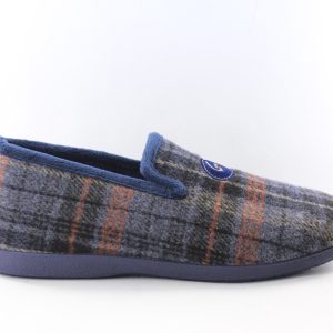 Garzon - Zapatillas de casa para Hombre.  Zapatilla con dibujo de cuadros y logo  con suela de Goma . Color: Marino C61-20326