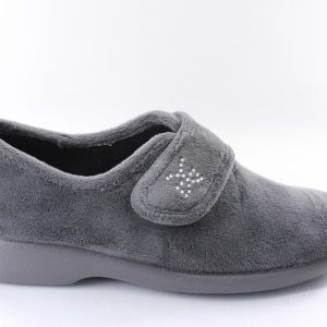 Garzon - Zapatillas de casa para Mujer. Zapatillas con velcro muy calentitas con logo de brillantes y suela de goma. Color: Gris S61-20338
