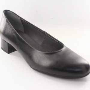 Pitillos - Zapato Tacón para mujer tipo mocasin. Combinado materiales y puntera cortada. Color: Negro S11-20376