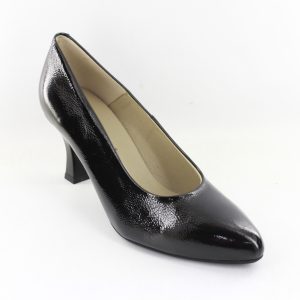 Pitillos - Zapato Tacón para mujer tipo mocasin. Combinado materiales y puntera cortada. Color: Negro S11-25942