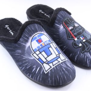 Garzon - Zapatillas de casa para Hombre y Niño. Divertido dibujo inspirado en Star Wars. Color: Negro C607120